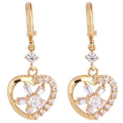 AMDXD Ohrringe Vintage Gold Au375, Hoop Creole Hohl Herz Ohrhänger mit Moissanit, 9K Gelbgold Ohrringe Boho Echtschmuck von AMDXD