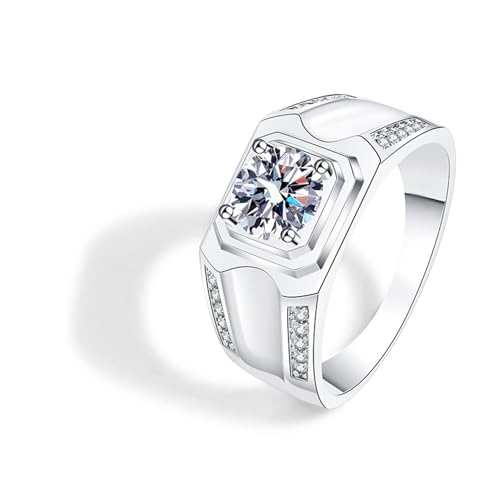 AMDXD Pärchen Ringe Weißgold 375 9K, Breite Band 4 Klaue Verlobungsring mit Moissanit, Au375 Gold Trauringe Echt Gold Schmuck, Gr.69 (22.0) von AMDXD