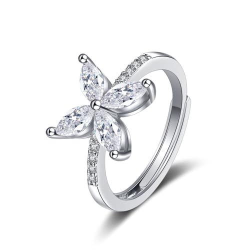 AMDXD Partnerringe 14K Au585 Weißgold, Klassiker Trauringe mit Moissanit Marquiseschliff, Gold 585 Pärchen Ringe Echtes, Gr.61 (19.4) von AMDXD