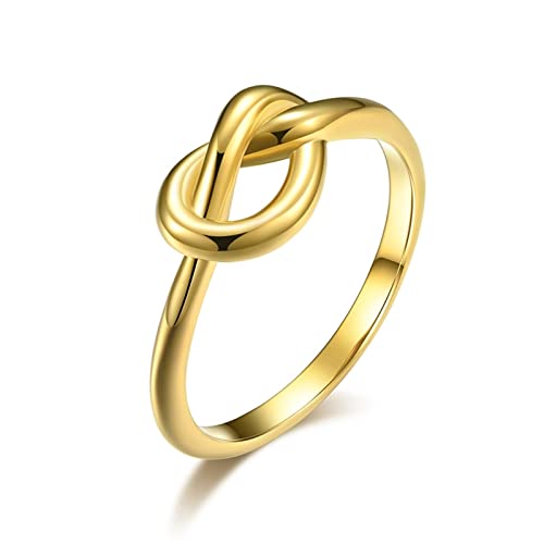 AMDXD Personalisierte Angepasst Freundschaftsringe Herren, Edelstahl Ehering Knot Bandring für Frauen, Gold, Gr.45 (14.3) von AMDXD