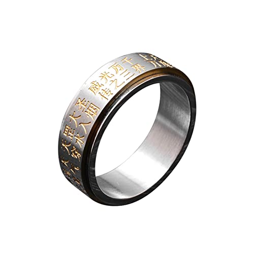 AMDXD Personalisierte Angepasst Herren Verlobungsringe, Edelstahl Pärchenringe Schriften Buddhismus Bandring Drehbar für Männer, Gold, Gr.54 (17.2) von AMDXD