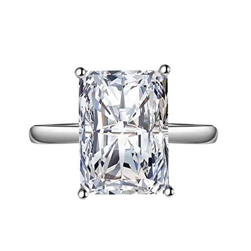 AMDXD Ring Damen Vintage, Baguette Zirkonia Freundschaftsringe Damen Rechteck Design, Weiß Ring Verstellbare Größe von AMDXD