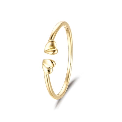 AMDXD Ring Gelbgold 9 Karat, Herz Hochzeitsband Oval Form, Damen Freundschaftsringe Verlobungsring Au 375 Echt Goldschmuck von AMDXD