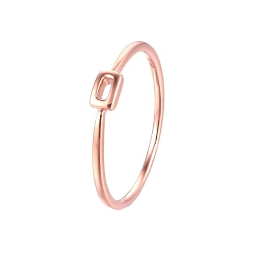 AMDXD Ring Rose Gold Au375 9K, Rechteck Pärchen Ringe Oval Form, Damen Verlobungsring 375 Gold Echtschmuck von AMDXD