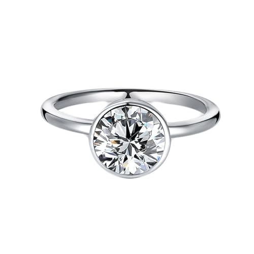 AMDXD Ring S925 Silber, Solitärring Freundschaftsringe mit Moissanit 2ct Oval Form, Damen Verlobungsring Sterlingsilber Pärchen Ringe Echt Goldschmuck von AMDXD