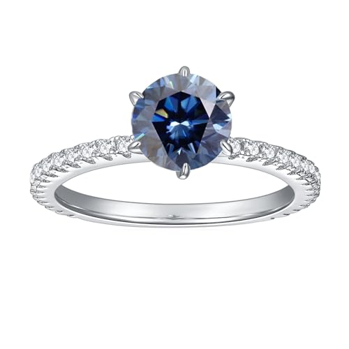 AMDXD Ring S925 Sterling Silber, Klassiker Bohrer Reihe Stein Hochzeitsring mit Moissanit 1ct Oval Form, Damen Freundschaftsringe Antragsring Sterlingsilber Echter Schmuck von AMDXD