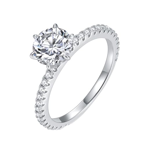 AMDXD Ring S925 Sterlingsilber, Klassiker Bohrer Reihe Stein Verlobungsring mit Moissanit 1ct Oval Form, Damen Antragsring Freundschaftsringe Sterling Silber Echte Goldschmuck von AMDXD