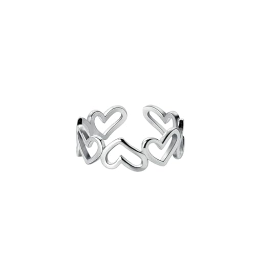 AMDXD Ring Verlobung Damen Sterling Silber 925, Versprechensringe Hohl Herz Design, Ringe Damen Silber 925 - Silber von AMDXD