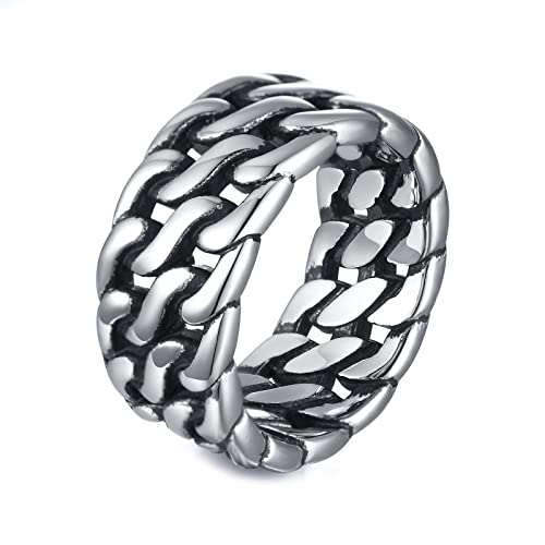 AMDXD Ring Verlobung Herren 10MM, Paarringe Edelstahl Kette für Männer, Silber, Gr.67 (21.3) von AMDXD