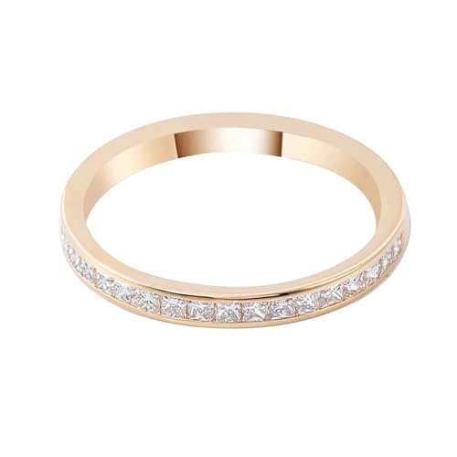 AMDXD Ringe 585 Gold, Klassiker Bohrer Stein Verlobungsring mit Moissanit Oval Form, Damen Hochzeitsring 14K Gold Freundschaftsringe Echt Gold von AMDXD