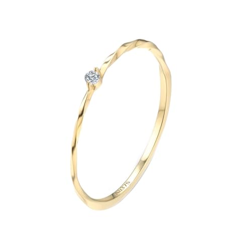 AMDXD Ringe 9 Karat 375 Gold, Klassiker Ringe Freundschaftsringe mit Moissanit Oval Form, Damen Eheringe Verlobungsring 9K Gold Eheringe Echte Goldschmuck von AMDXD