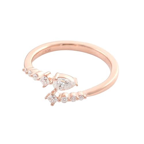 AMDXD Ringe 9 Karat 375 Rosegold, Klassiker Trauringe mit Moissanit Tropfen Form, Damen Pärchen Ringe Rosegold Au375 Echt Gold von AMDXD