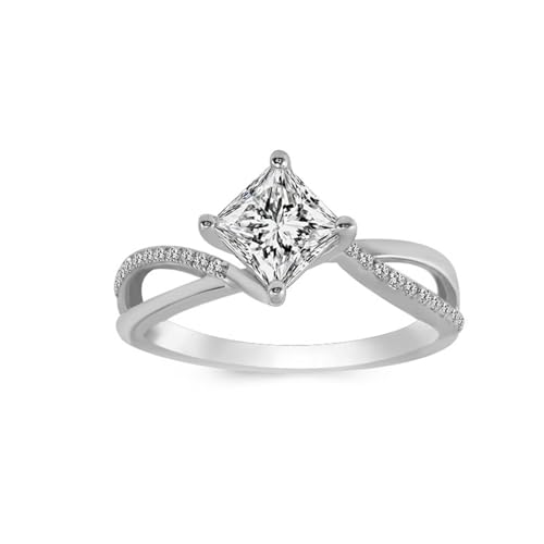 AMDXD Ringe 925er Sterling Silber, Solitärring Klassiker Eheringe mit Moissanit 1ct Oval Form, Zirkonia Pärchen Ringe Sterlingsilber Damen Echtgold Schmuck von AMDXD