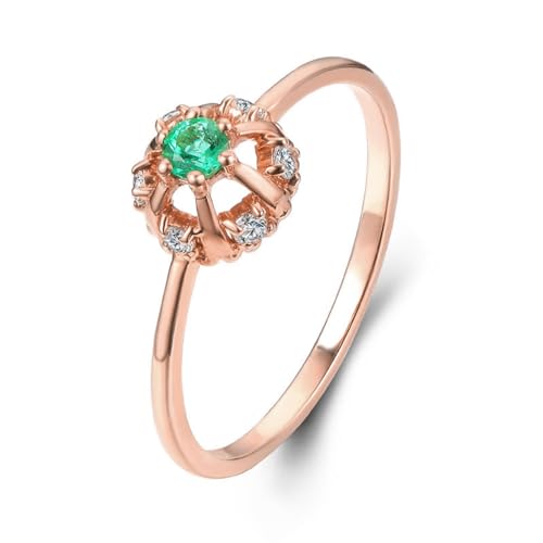 AMDXD Ringe 9K Rotgold, Krone Partnerringe mit Smaragd Grün Oval Form, Zirkonia Trauringe Au375 Rosegold Hochzeitsring Damen Echtschmuck von AMDXD