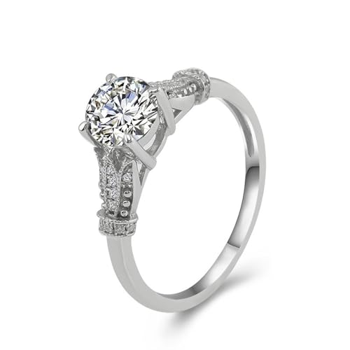 AMDXD Ringe S925 Sterling Silber, Klassiker Verlobungsring mit Moissanit 1ct Oval Form, Zirkonia Pärchen Ringe Sterlingsilber Damen Echte Goldschmuck von AMDXD