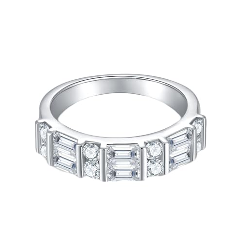 AMDXD Ringe Sterling 925 Silber, Klassiker Pärchen Ringe mit Moissanit Oval Form, Damen Hochzeitsring Sterling Silber Trauringe Echt Schmuck von AMDXD