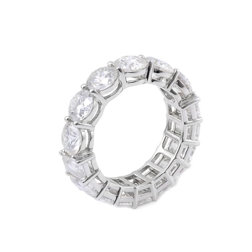 AMDXD Ringe Sterling S925 Silber, Klassiker Bohrer Stein Trauringe mit Moissanit Oval Form, Moissanit Eheringe Sterlingsilber Freundschaftsringe Herren Damen Echter Schmuck von AMDXD