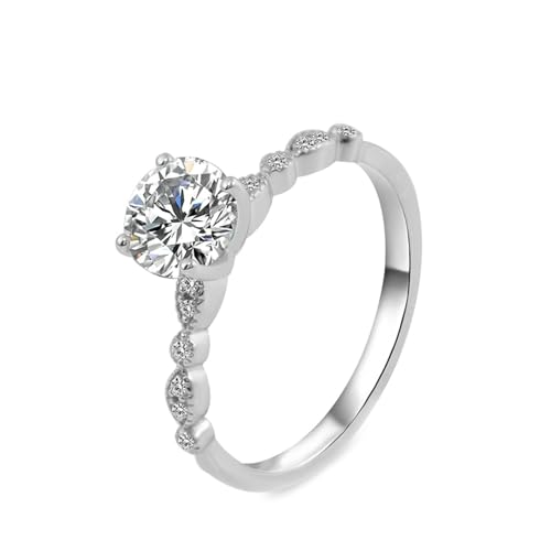 AMDXD Ringe Sterlingsilber, Klassiker Verlobungsring mit Moissanit 1ct Oval Form, Moissanit Pärchen Ringe Sterling 925 Silber Damen Echte Goldschmuck von AMDXD