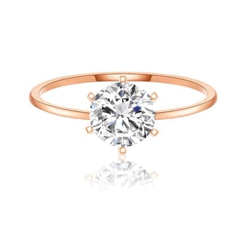 AMDXD Rosegold Au375 9 Karat Ringe, Solitärring Hochzeitsband mit Moissanit, Damen Partnerringe Verlobungsring 375 Gold Echt Schmuck von AMDXD