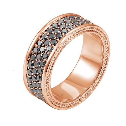 AMDXD Rosegold Au585 14K Ringe, Klassiker Bohrer Stein Freundschaftsringe mit Diamant Schwarz Oval Form, Eheringe 585 Gold Partnerringe Echtschmuck von AMDXD