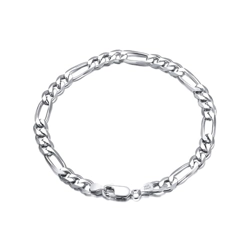 AMDXD S925 Armband Mann, 925 Sterlingsilber Armreifen Armschmuck Klassiker 3.3MM Figarokette, Silber Armbänder Damen Verstellbar, 19CM von AMDXD