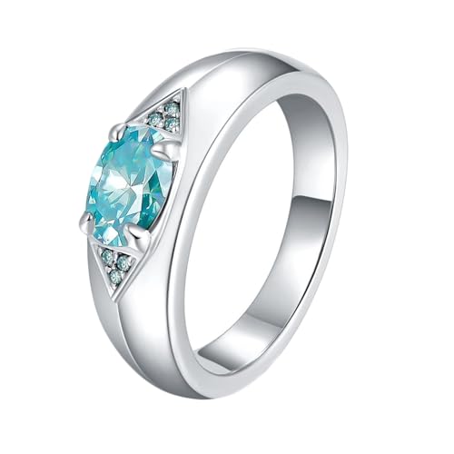 AMDXD S925 Sterling Silber Ringe, Klassiker Pärchen Ringe mit Zirkonia 1ct Blau Oval Form, Damen Trauringe Sterlingsilber Hochzeitsring Echtschmuck von AMDXD