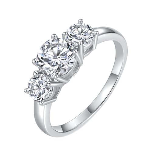 AMDXD S925 Sterlingsilber Ring, Klassiker Trauringe mit Moissanit 1ct Oval Form, Damen Antragsring Partnerringe Sterling Silber Echt Goldschmuck von AMDXD