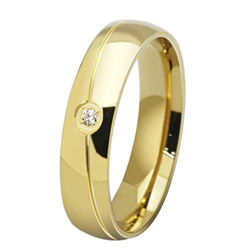 AMDXD Schmuck Edelstahl Vergoldet für Damen und Herren Hoch Poliert Gold Zirkonia Freundschaftsring Gr??e 65 (20.7) von AMDXD
