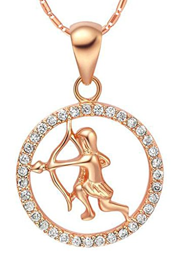 AMDXD Schmuck Herren Damen Kette Rosegold Vergoldet 12 Sternzeichen Kette mit Schütze Anhänger Halskette Rose Gold Kette 50-60CM AMDXD Schmuck Herren Damen Kette Rosegold Vergoldet 12 Sternzeichen Kette mit Schütze Anhänger Halskette Rose Gold Kette 50-60CM von AMDXD