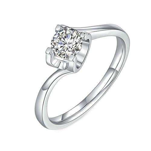 AMDXD Silber 925er Ring, Solitärring Trauringe mit Moissanit 0.5ct Oval Form, Damen Eheringe Sterlingsilber Echte Goldschmuck von AMDXD