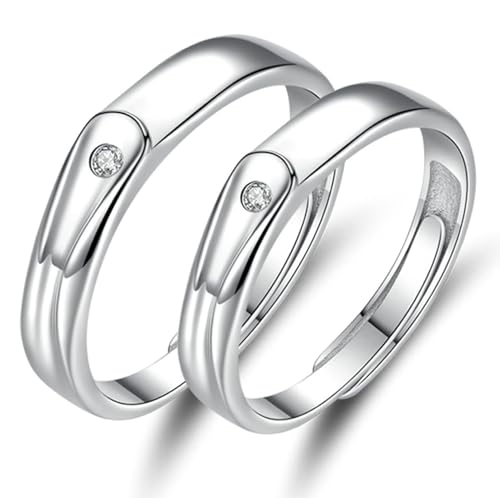 AMDXD Silber 925er Ringe Verlobung Ringe, Klassiker Verlobungs Ringe Damen mit Zirkonia, Silber Trauringe Männer 2Pcs von AMDXD