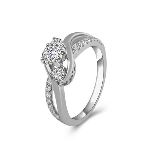 AMDXD Sterling S925 Silber Ring, Klassiker Hochzeitsring mit Moissanit 0.5ct I-J Oval Form, Moissanit Eheringe Pärchen Ringe Sterlingsilber Damen Echt Goldschmuck von AMDXD