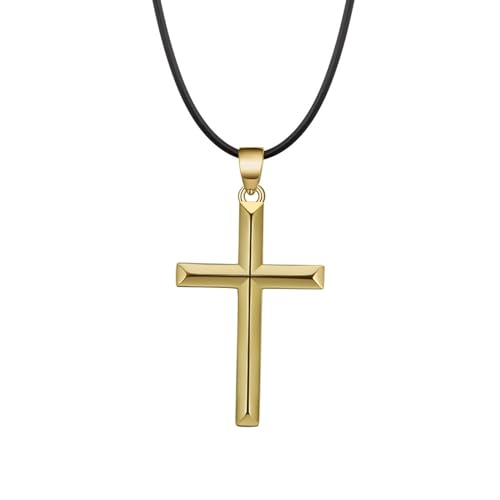 AMDXD Sterling Silber Kette Fein, 925er Sterling Silber Anhänger Halskette Klassiker Kreuz, Gold Schwarz Kette Herren Anhänger, 45CM von AMDXD