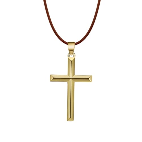 AMDXD Sterling Silber Kette Herren, 925 Sterling Silber Anhänger Halskette Klassiker Kreuz, Gold Braun Herren Kette Vintage, 45CM von AMDXD