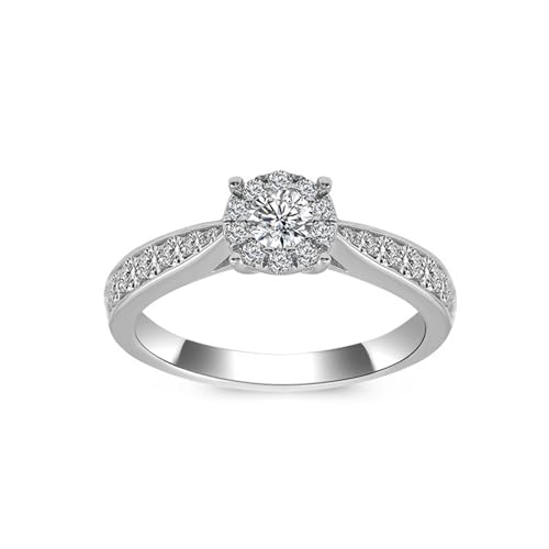 AMDXD Sterlingsilber Ring, Blumen Trauringe mit Moissanit Oval Form, Zirkonia Freundschaftsringe Verlobungsring Sterling 925 Silber Damen Echt Schmuck von AMDXD