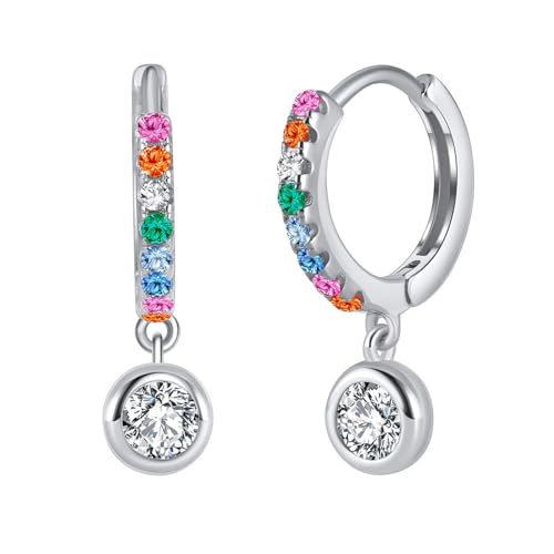 AMDXD Sterlingsilber S925 Damen Ohrringe Vintage, Zirkonia Hoop Creole Sterling Silber Ohrringe, Ohrringe 925 Stecker Glitzer Sterling Silber für Frauen, Silber AMDXD Sterlingsilber S925 Damen Ohrringe Vintage, Zirkonia Hoop Creole Sterling Silber Ohrringe, Ohrringe 925 Stecker Glitzer Sterling Silber für Frauen, Silber von AMDXD