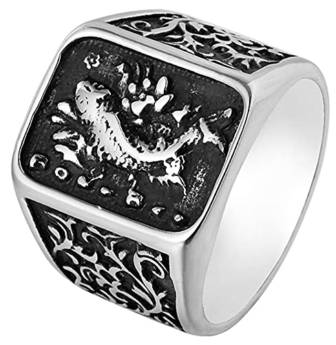 AMDXD Trauringe, 19MM Herren Ringe Punk Siegelring mit Goldfisch, Für Männer Frauen Bandring Ehering Trauringe, Silber, Gr.70 (22.3) von AMDXD