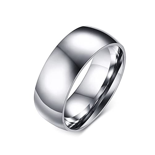 AMDXD Trauringe Damen 8MM, Ring Pärchen Edelstahl Klassischer Band Poliert für Frauen, Silber, Gr.70 (22.3) von AMDXD