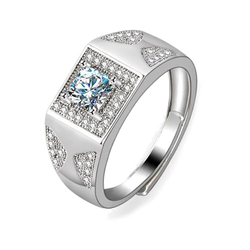 AMDXD Trauringe Weißgold Au375 9K, Breite Ring Freundschaftsringe mit Labor Erstellt Diamant Quadratschliff, Gold 375 Verlobungsring Diamantring Echtschmuck, Gr.58 (18.5) von AMDXD
