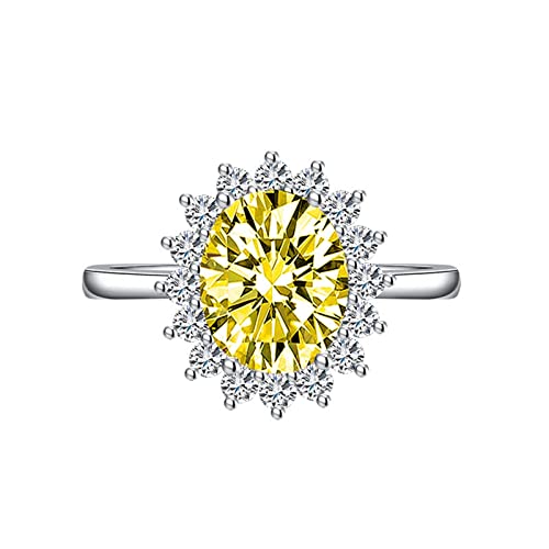 AMDXD Verlobungs Ringe Damen, Oval Zirkonia Gelb Trauringe Vintage Blumen Design, Gelb Ring Verstellbare Größe von AMDXD