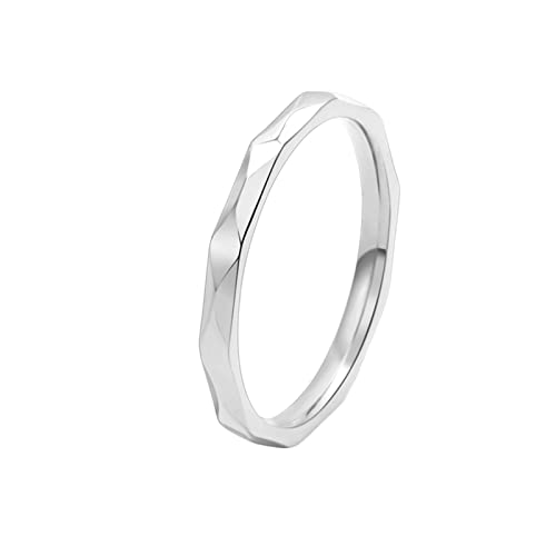 AMDXD Verlobungsringe 2MM, Edelstahl Ringe Rhombus, Silber Freundschaftsringe Mädchen Damenring Gr.62 (19.7) von AMDXD
