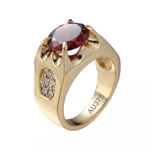 AMDXD Weiß Gold Au375 9 Karat Verlobungsring, Vintage Partnerringe Bandringe mit Labor Erstellt Rubin Rot, Moissanit Bandringe Partnerringe 9K Gold, Echte Goldschmuck, Gr.51 (16.2) von AMDXD