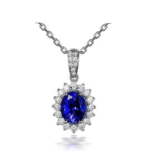 AMDXD Weißgold 18K 750 Halskette, Blumen Anhänger Ketten Damen Modeschmuck Lab Created Saphir Rundschliff Blau, Diamant Frau Ketten Echte Goldschmuck mit Zertifikate 45+5cm AMDXD Weißgold 18K 750 Halskette, Blumen Anhänger Ketten Damen Modeschmuck Lab Created Saphir Rundschliff Blau, Diamant Frau Ketten Echte Goldschmuck mit Zertifikate 45+5cm von AMDXD