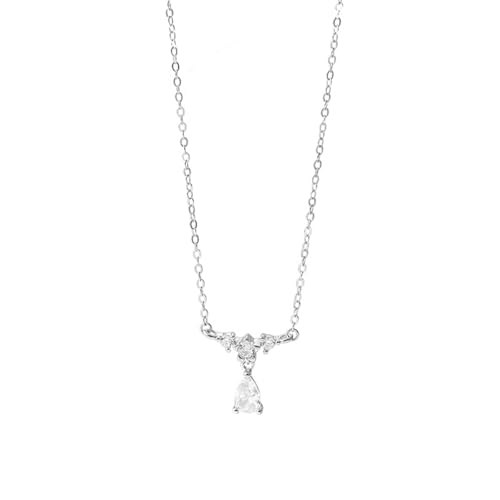 AMDXD Weißgold 18K Halskette für Damen Echt Gold Schmuck, Anhänger Damenkette Tropfen mit Moissanit Tropfenschliff Weiß, Kette Frauen Au750 Gold, 40+5CM von AMDXD