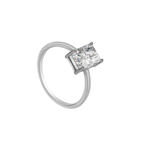 AMDXD Weißgold Au375 9K Eheringe, Solitär Klassiker Freundschaftsringe mit Moissanit Rechteckschliff Weiß, Echt Schmuck Partnerringe Gold 375, Gr.52 (16.6) von AMDXD