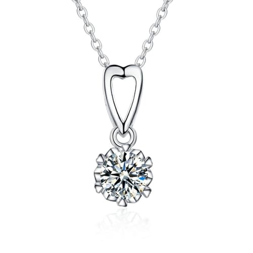 AMDXD Weißgold Au585 14 Karat Damen Kette Hochzeit Echt Schmuck, Schneeflocke Halskette Frauen mit Labor Erstellt Diamant, 14K Gold Damenkette, 45+5cm von AMDXD