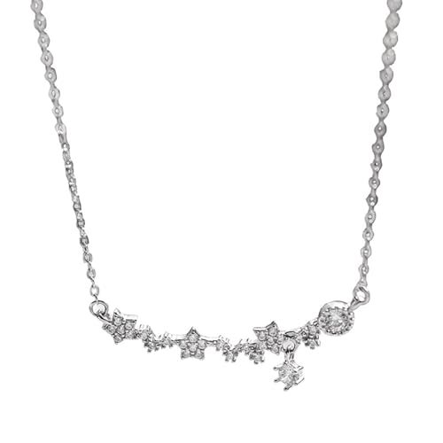 AMDXD Weißgold Au750 18K Damen Halsketten Modern Echt Gold Schmuck, Damenkette Anhänger Stern mit Moissanit Rundschliff Weiß, Kette Frauen Gold 750, 40+5CM von AMDXD