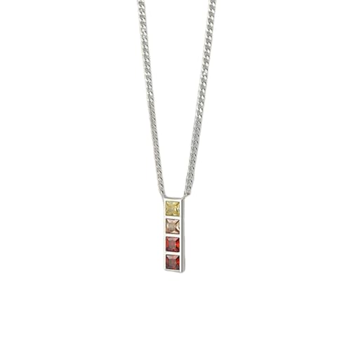 AMDXD Weißgold Au750 Halskette Damen Hochzeit Echter Schmuck, Anhänger Damenkette Quadrat mit Labor Erstellt Rubin Quadratschliff Rot, Frau Ketten 18K, 40+5CM von AMDXD