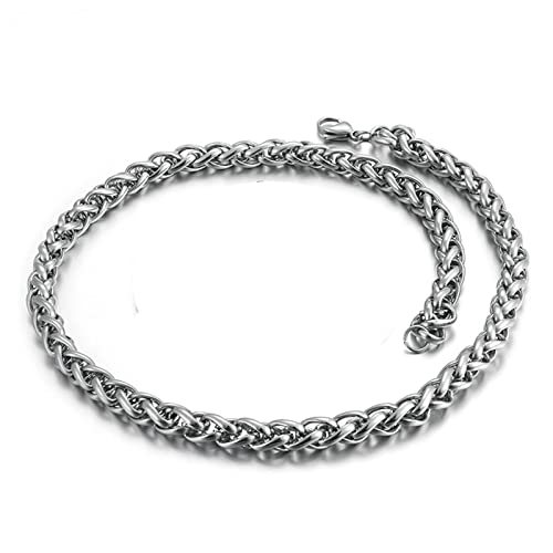 AMDXD Weizenkette, Herren Kette Edelstahl, Freundschaftsketten Silber Breit 10MM Länge 50cm Kette Edelstahl Lang Hip Hop für Männer von AMDXD