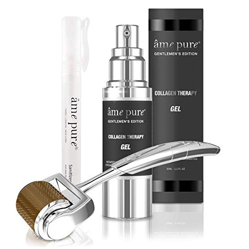 âme pure® CIT Face Roller GENTLEMEN Basic Set Mikronadelroller-Ser für Herren (Dermaroller 0.5mm + Gel + Desinfektionsmittel) von ÂME PURE